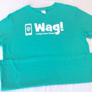 Wag A Dog’s Best Friend Graphic Tee Shirt Double Sided Green Short Sleeve Med